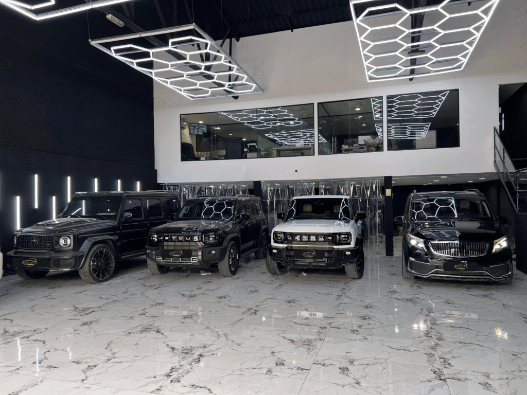 Many Jetours and other cars in Elite Crystal Car Care in Dubai